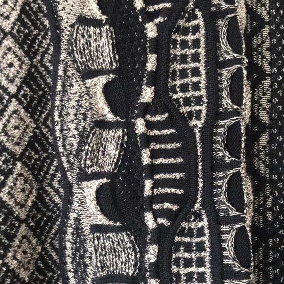 Tosani Coogi style knit faux leather and suede patchwork sweater - Picture 9 of 11